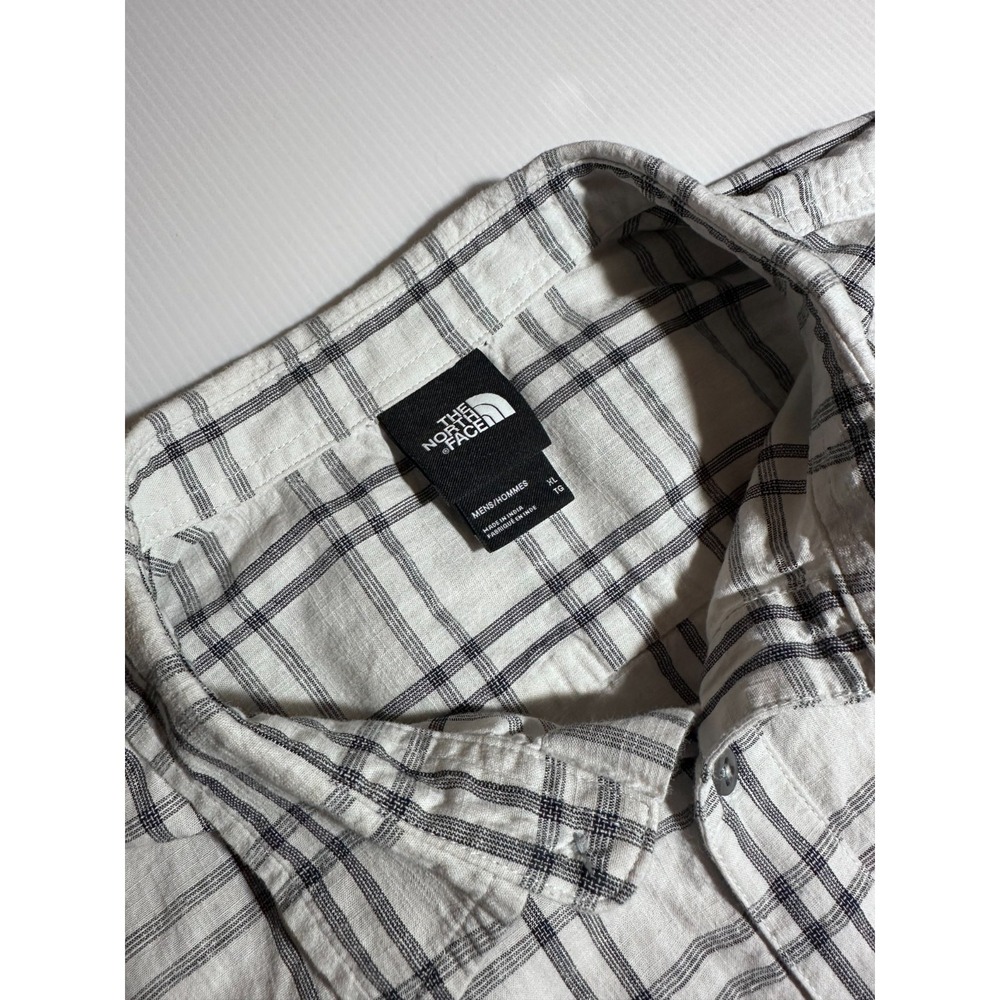 The North Face Mens XL Short Sleeve Button Up Shirt White Plaid 100% Cotton - Picture 4 of 10